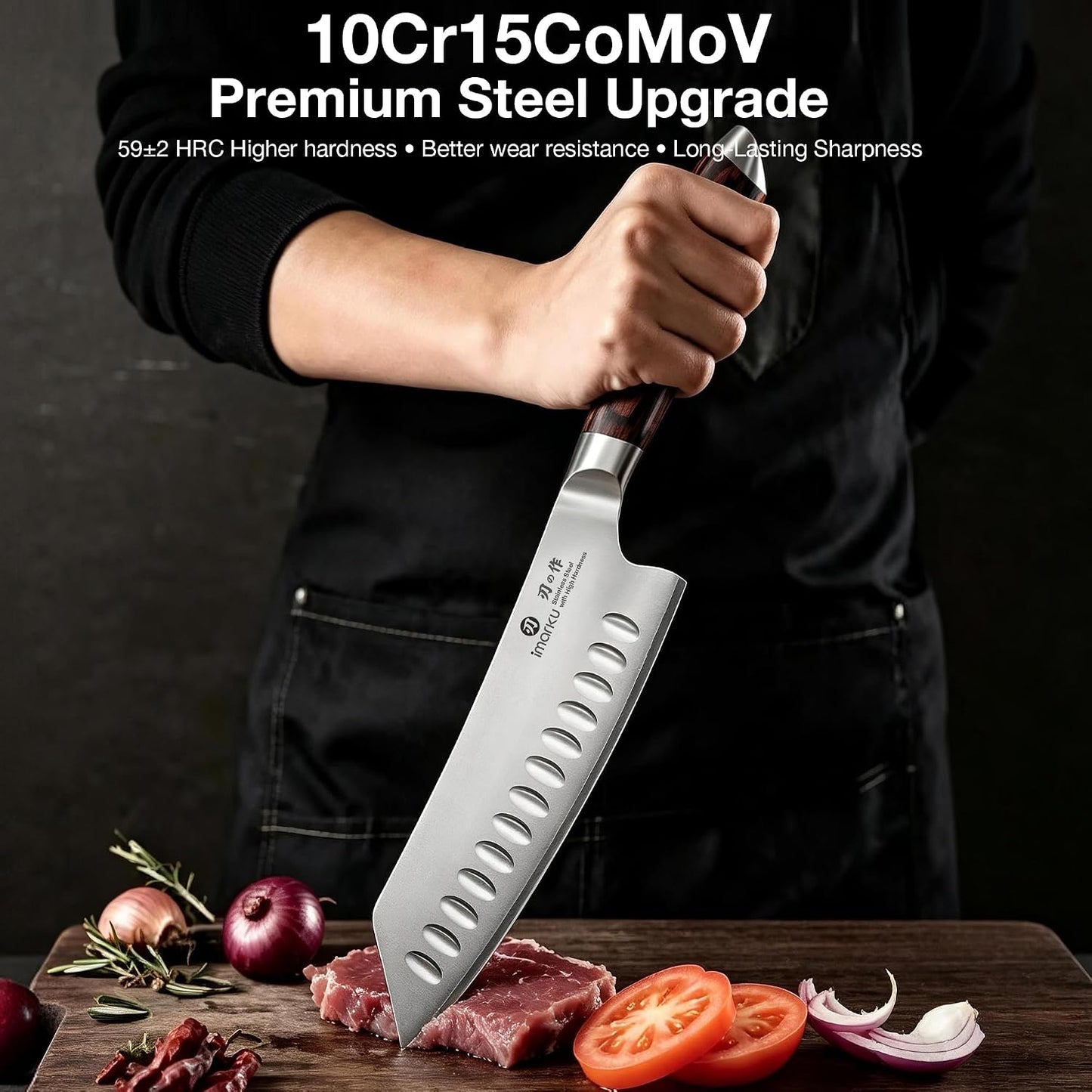 Cleaver Knife 7 Inch Meat Cleaver, Japanese High Carbon Stainless Steel Butcher Knife with Ergonomic Handle, Ultra Sharp Chopping Knife, Kitchen Gadgets for Home/Restaurant, Dads Gifts