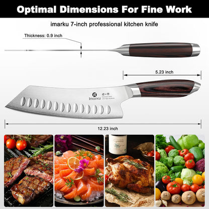 Cleaver Knife 7 Inch Meat Cleaver, Japanese High Carbon Stainless Steel Butcher Knife with Ergonomic Handle, Ultra Sharp Chopping Knife, Kitchen Gadgets for Home/Restaurant, Dads Gifts