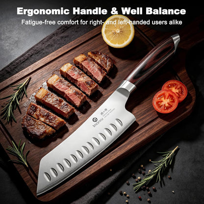 Cleaver Knife 7 Inch Meat Cleaver, Japanese High Carbon Stainless Steel Butcher Knife with Ergonomic Handle, Ultra Sharp Chopping Knife, Kitchen Gadgets for Home/Restaurant, Dads Gifts