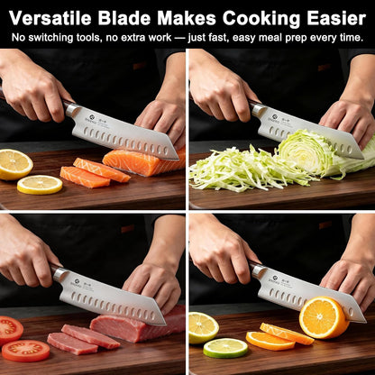 Cleaver Knife 7 Inch Meat Cleaver, Japanese High Carbon Stainless Steel Butcher Knife with Ergonomic Handle, Ultra Sharp Chopping Knife, Kitchen Gadgets for Home/Restaurant, Dads Gifts