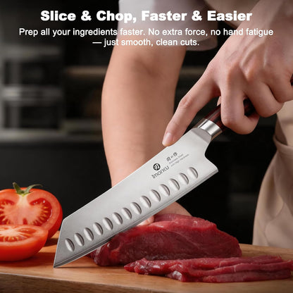 Cleaver Knife 7 Inch Meat Cleaver, Japanese High Carbon Stainless Steel Butcher Knife with Ergonomic Handle, Ultra Sharp Chopping Knife, Kitchen Gadgets for Home/Restaurant, Dads Gifts