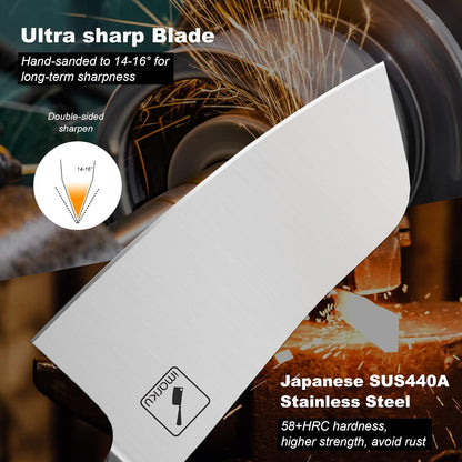 Cleaver Knife 7 Inch Meat Cleaver, Japanese High Carbon Stainless Steel Butcher Knife with Ergonomic Handle, Ultra Sharp Chopping Knife, Kitchen Gadgets for Home/Restaurant, Dads Gifts