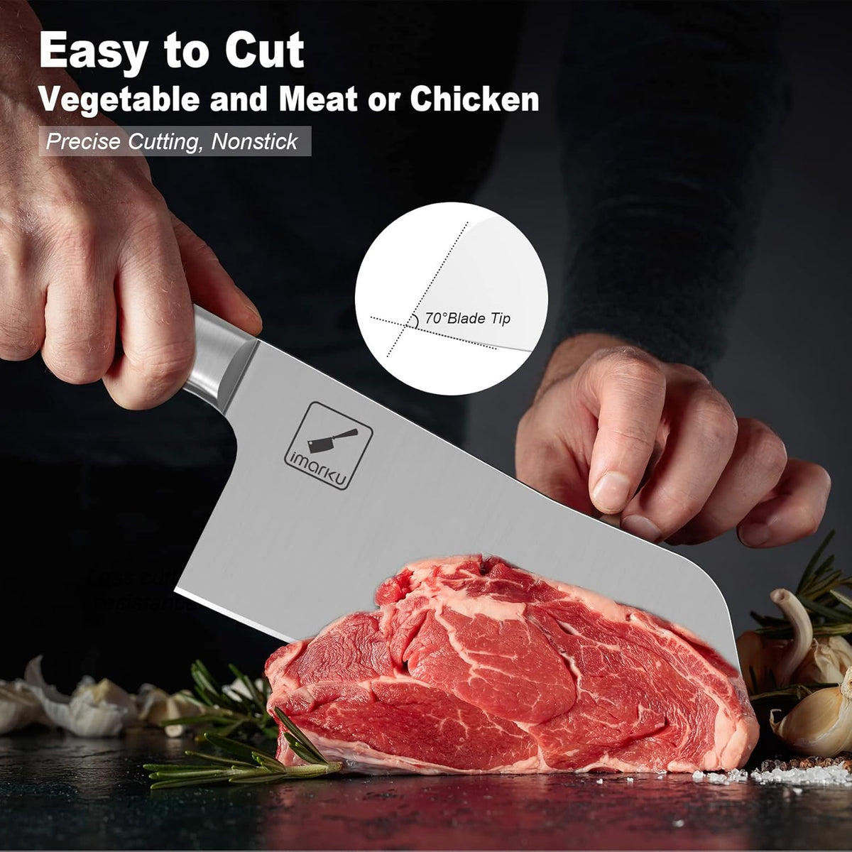 Cleaver Knife 7 Inch Meat Cleaver, Japanese High Carbon Stainless Steel Butcher Knife with Ergonomic Handle, Ultra Sharp Chopping Knife, Kitchen Gadgets for Home/Restaurant, Dads Gifts