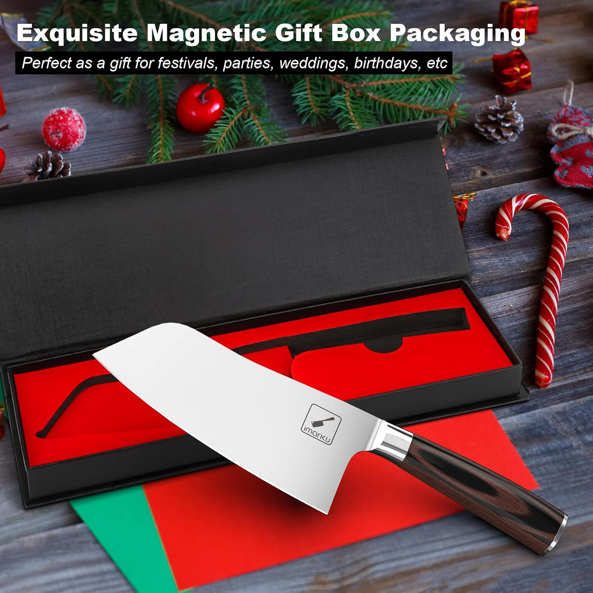 Cleaver Knife 7 Inch Meat Cleaver, Japanese High Carbon Stainless Steel Butcher Knife with Ergonomic Handle, Ultra Sharp Chopping Knife, Kitchen Gadgets for Home/Restaurant, Dads Gifts