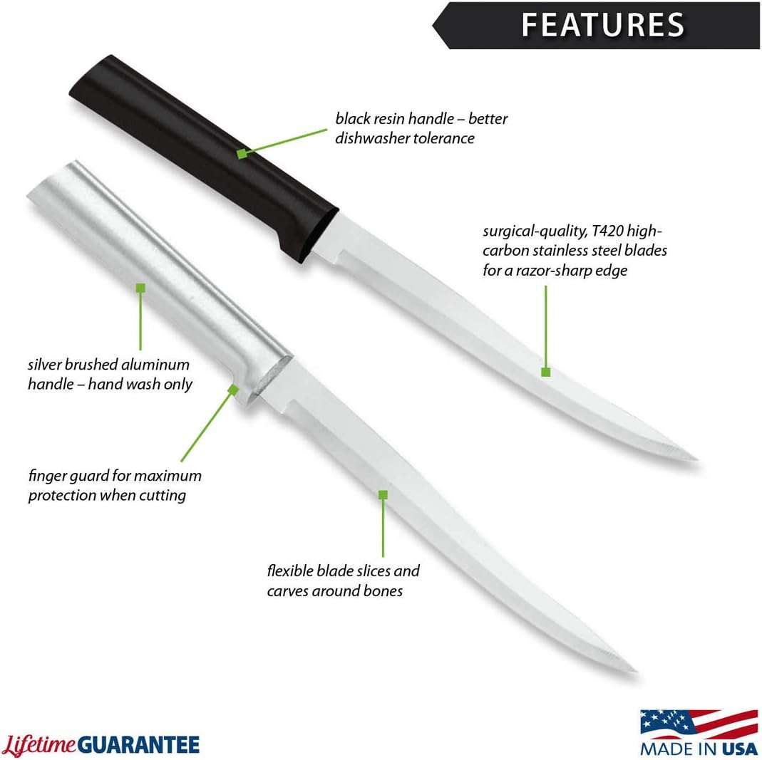 Carver Boning Knife (R108), Silver Handle | 6.63" Stainless Steel Blade, Silver Cast Aluminum Handle