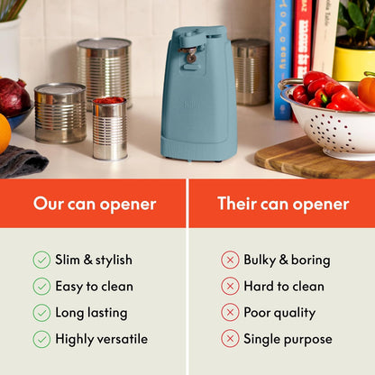 Electric Can Opener and Knife Sharpener, Removable Cutting Lever, Cord Storage, Stainless Steel Blade, Sage