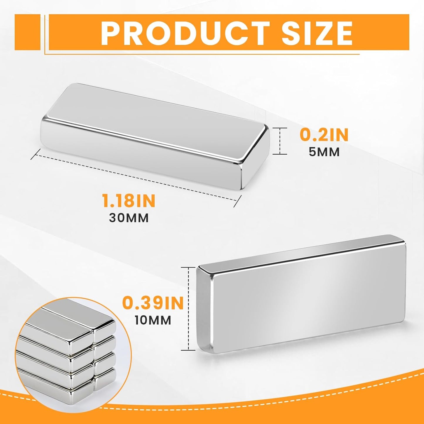 Magnets, 12 Pack Neodymium Bar Magnets with Double-Sided Adhesive, Strong Magnet Heavy Duty Magnetic Strips, Powerful Rare Earth Metal Magnet for Locker, Fridge, Office - 60x10x5 mm