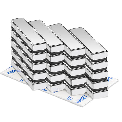 Magnets, 12 Pack Neodymium Bar Magnets with Double-Sided Adhesive, Strong Magnet Heavy Duty Magnetic Strips, Powerful Rare Earth Metal Magnet for Locker, Fridge, Office - 60x10x5 mm