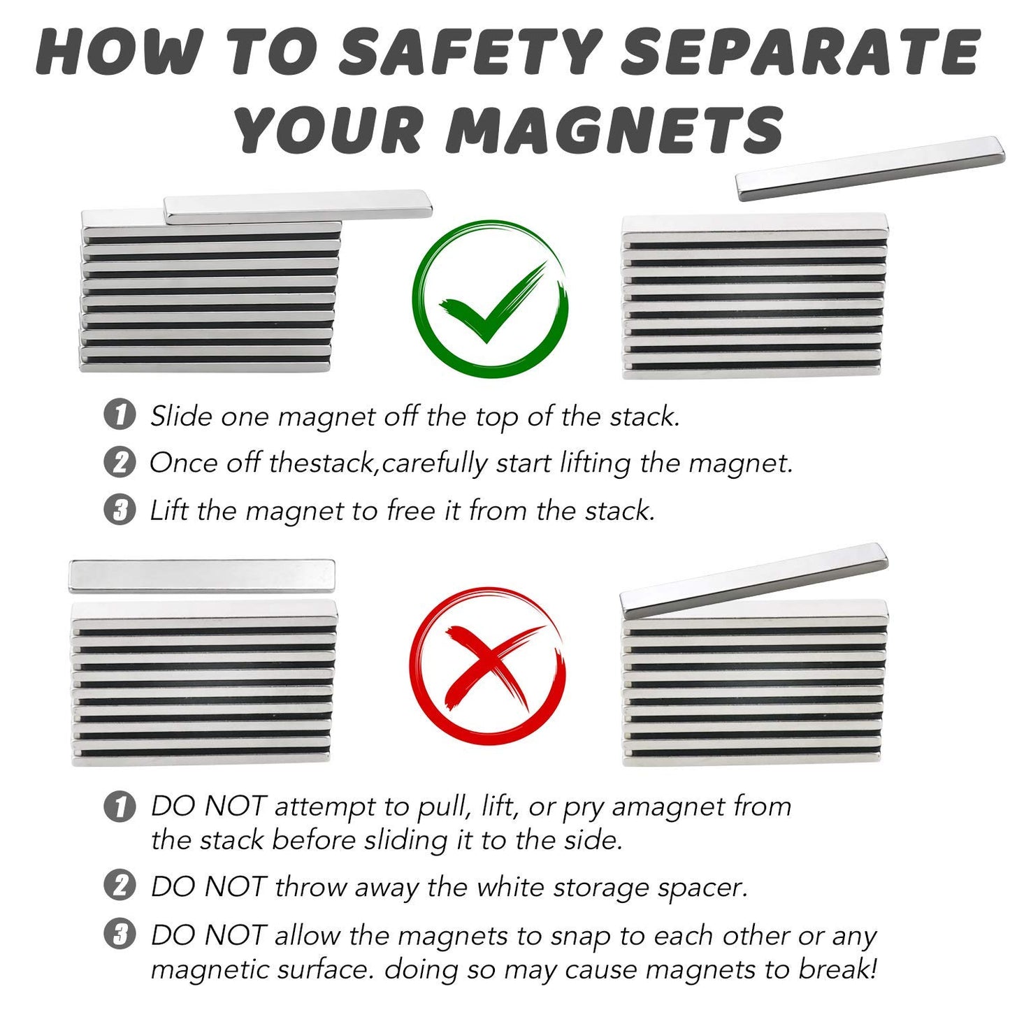 Magnets, 12 Pack Neodymium Bar Magnets with Double-Sided Adhesive, Strong Magnet Heavy Duty Magnetic Strips, Powerful Rare Earth Metal Magnet for Locker, Fridge, Office - 60x10x5 mm