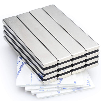 Magnets, 12 Pack Neodymium Bar Magnets with Double-Sided Adhesive, Strong Magnet Heavy Duty Magnetic Strips, Powerful Rare Earth Metal Magnet for Locker, Fridge, Office - 60x10x5 mm