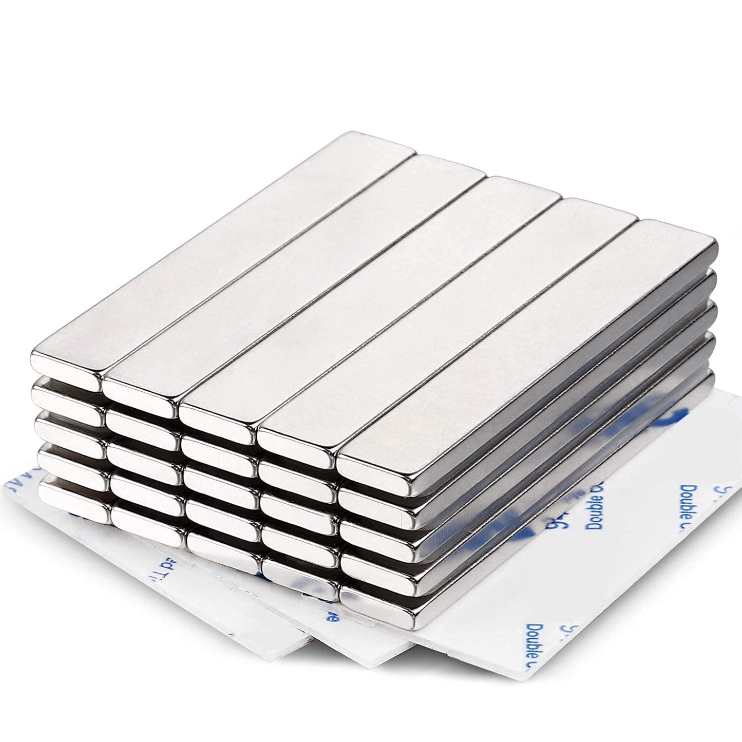 Magnets, 12 Pack Neodymium Bar Magnets with Double-Sided Adhesive, Strong Magnet Heavy Duty Magnetic Strips, Powerful Rare Earth Metal Magnet for Locker, Fridge, Office - 60x10x5 mm