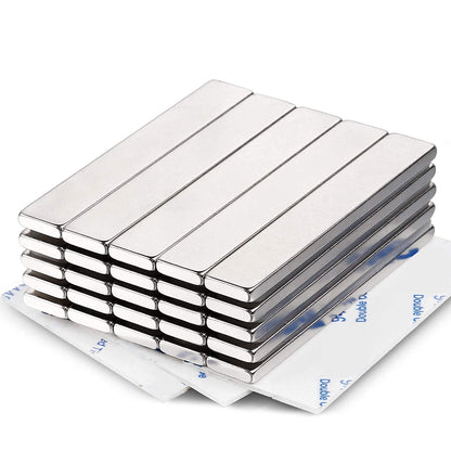 Magnets, 12 Pack Neodymium Bar Magnets with Double-Sided Adhesive, Strong Magnet Heavy Duty Magnetic Strips, Powerful Rare Earth Metal Magnet for Locker, Fridge, Office - 60x10x5 mm