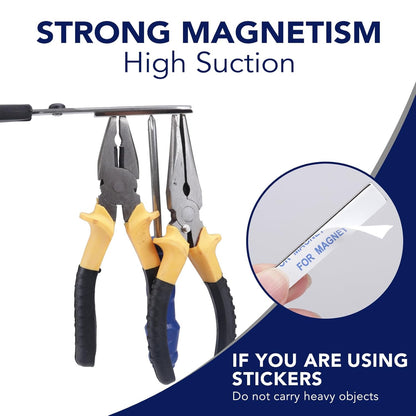 Magnets, 12 Pack Neodymium Bar Magnets with Double-Sided Adhesive, Strong Magnet Heavy Duty Magnetic Strips, Powerful Rare Earth Metal Magnet for Locker, Fridge, Office - 60x10x5 mm