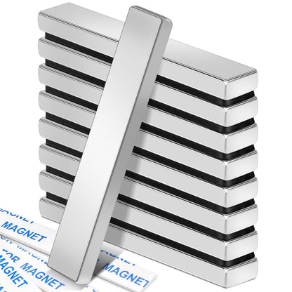 Magnets, 12 Pack Neodymium Bar Magnets with Double-Sided Adhesive, Strong Magnet Heavy Duty Magnetic Strips, Powerful Rare Earth Metal Magnet for Locker, Fridge, Office - 60x10x5 mm