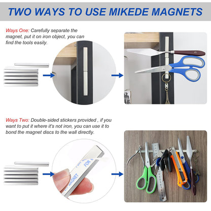 Magnets, 12 Pack Neodymium Bar Magnets with Double-Sided Adhesive, Strong Magnet Heavy Duty Magnetic Strips, Powerful Rare Earth Metal Magnet for Locker, Fridge, Office - 60x10x5 mm