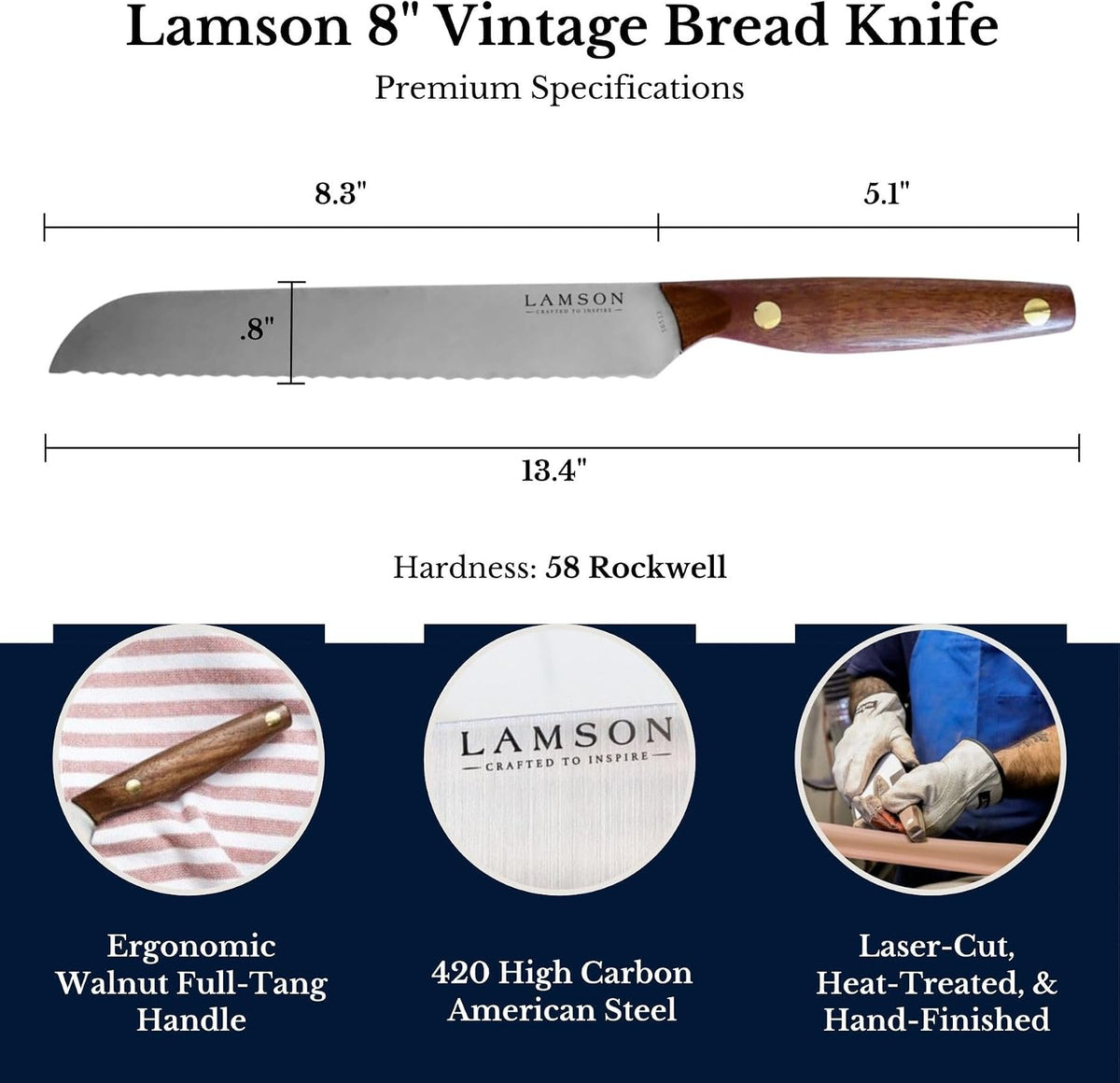 Lamson 7" Premier Forged Offset Serrated Bread Knife (MIDNIGHT)