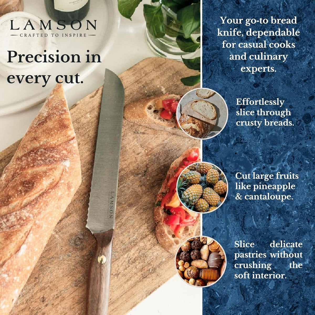 Lamson 7" Premier Forged Offset Serrated Bread Knife (MIDNIGHT)