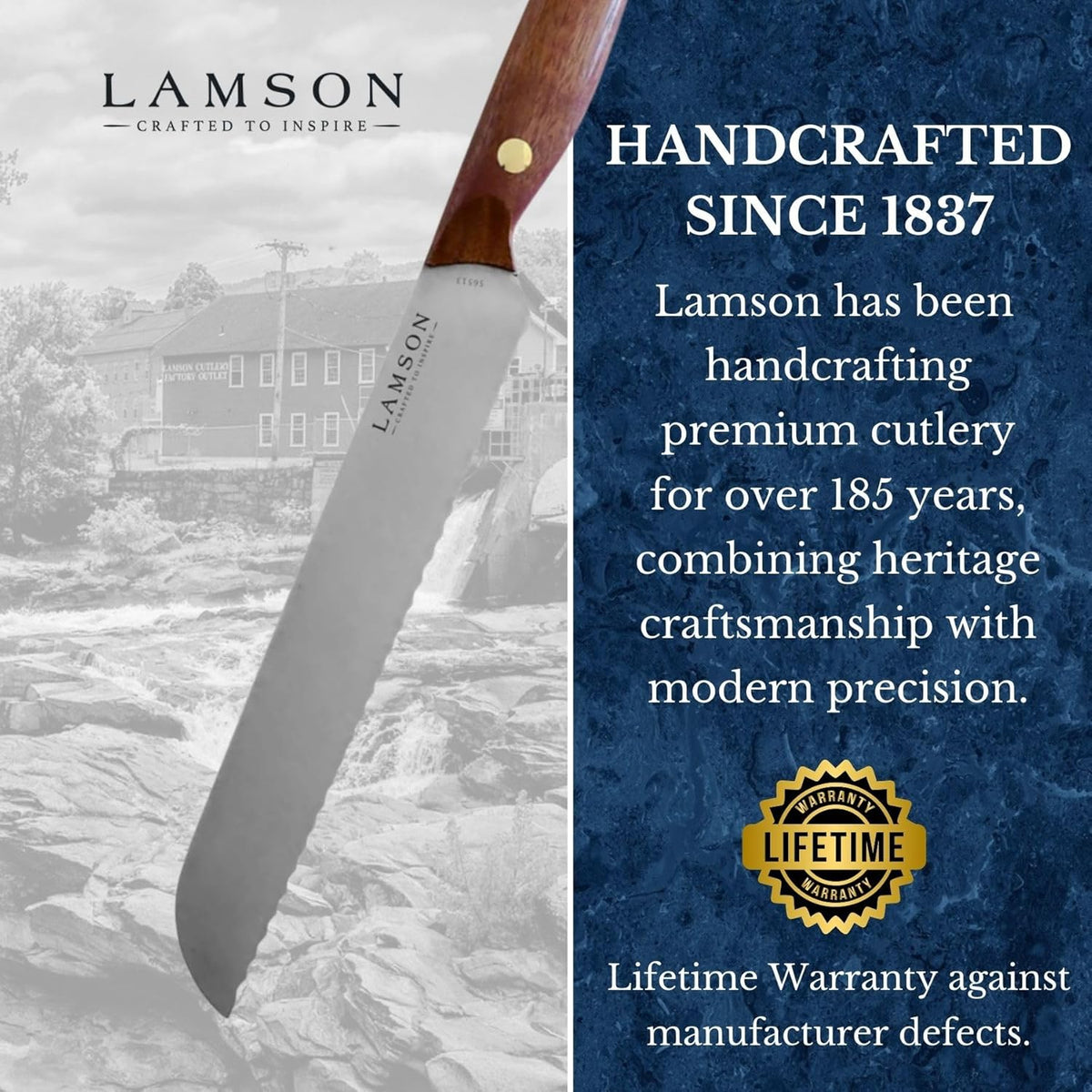 Lamson 7" Premier Forged Offset Serrated Bread Knife (MIDNIGHT)