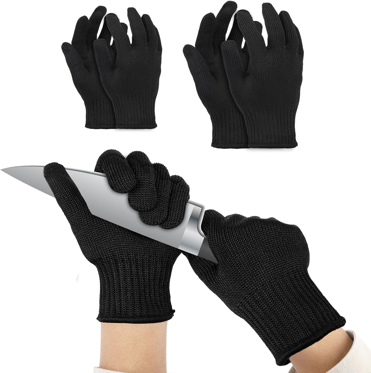 Cut Resistant Gloves, Level 5, Non-Slip Grip, Machine Washable, for Kitchen, Oyster Shucking, Woodworking