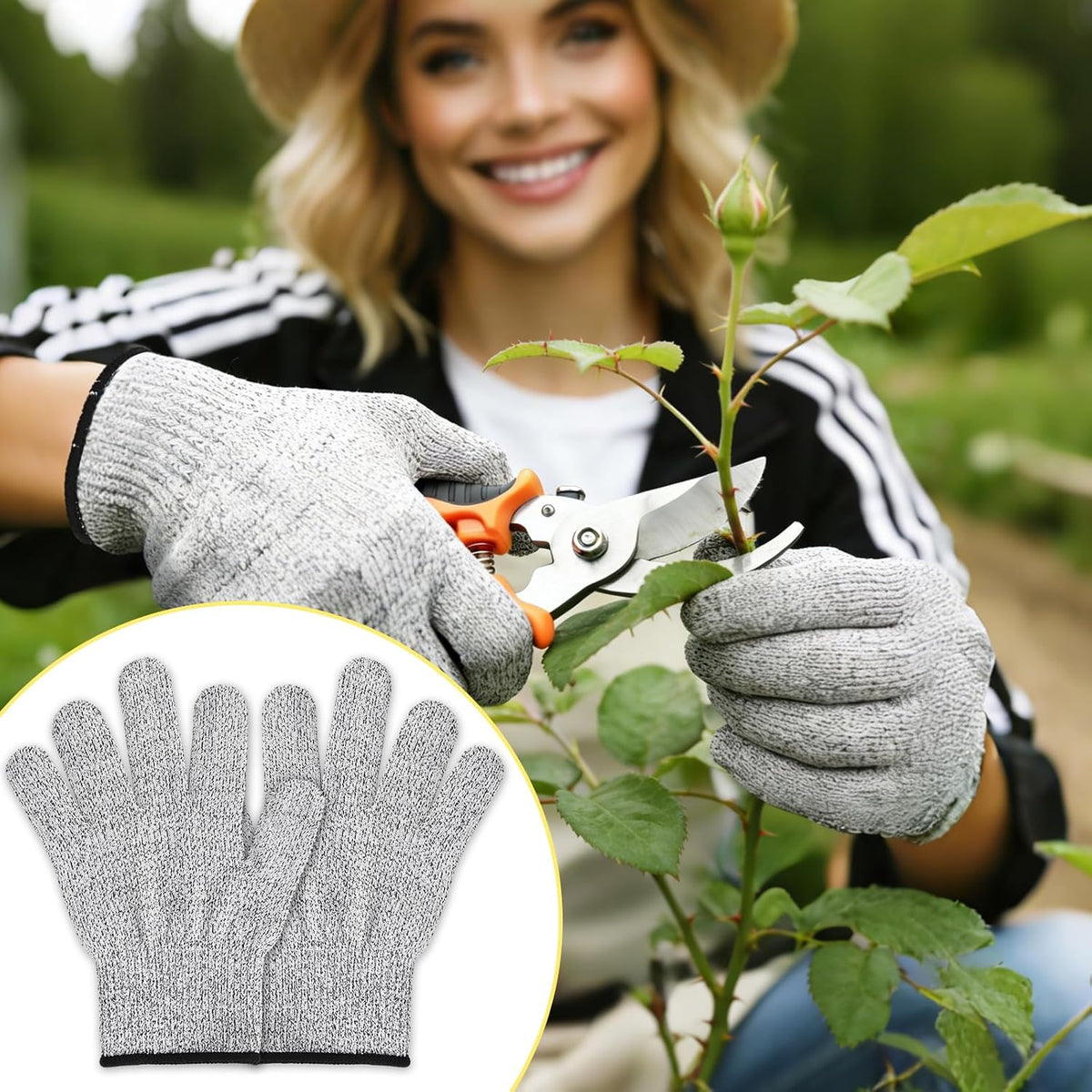 Cut Resistant Gloves, Level 5, Non-Slip Grip, Machine Washable, for Kitchen, Oyster Shucking, Woodworking