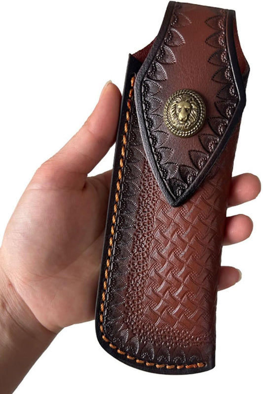 Folding Knife Sheath，2.3/6.3" Leather Pocket Knife Sheaths for Belt, Loop Portable Folding Knife Sheath for Camping Hunting Jungle Exploration