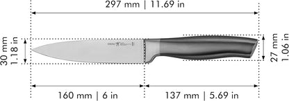 Modernist Razor-Sharp 5-inch Serrated Utility Knife, Tomato Knife, German Engineered Informed by 100+ Years of Mastery