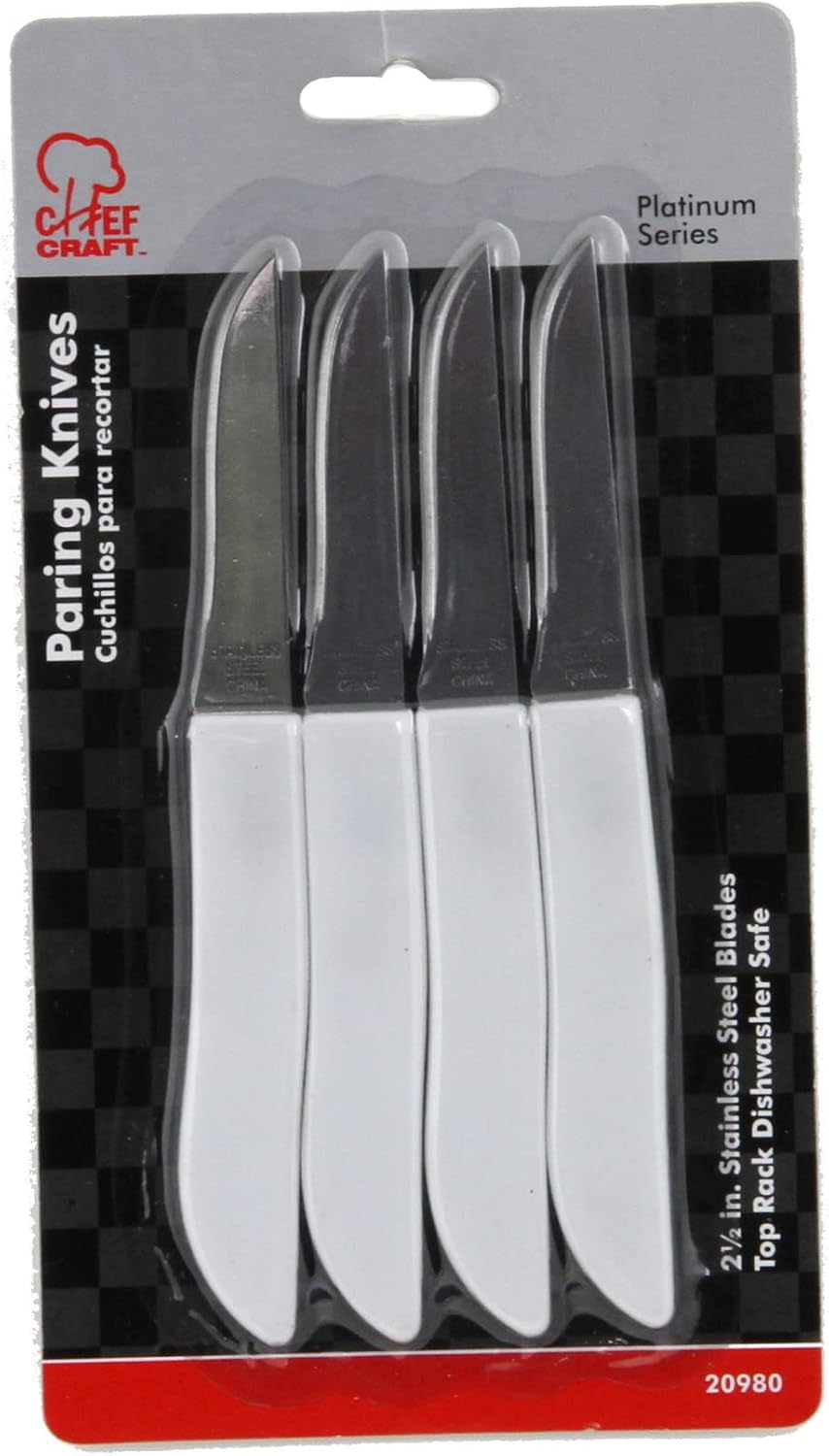 Select Paring Knife Set, 2.5 Inch Blade 6 Inches In Length 4 Piece Set, Stainless Steel/Black