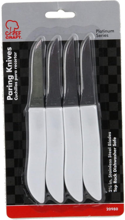 Select Paring Knife Set, 2.5 Inch Blade 6 Inches In Length 4 Piece Set, Stainless Steel/Black