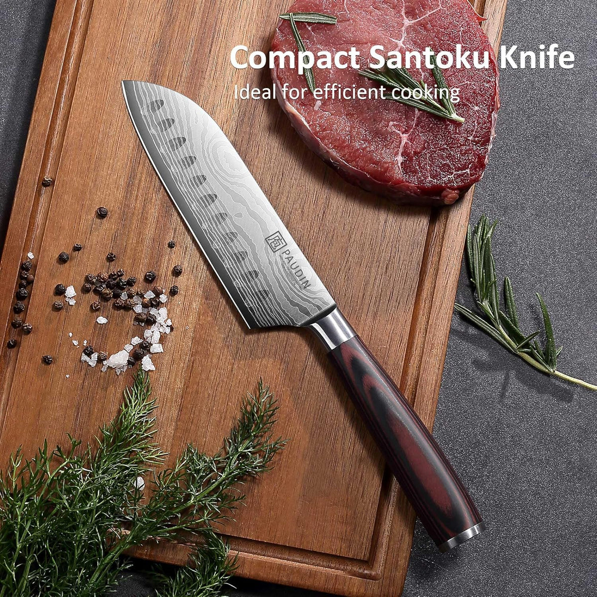 Utility Knife 5 Inch Kitchen Knife, Ultra Sharp High Carbon Stainless Steel Small Chef Knife with Sheath, Kitchen Utility Knife with Ergonomic Pakkawood Handle
