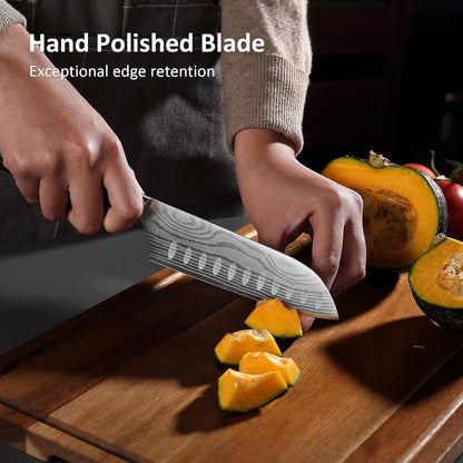 Utility Knife 5 Inch Kitchen Knife, Ultra Sharp High Carbon Stainless Steel Small Chef Knife with Sheath, Kitchen Utility Knife with Ergonomic Pakkawood Handle