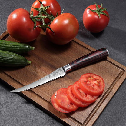 Utility Knife 5 Inch Kitchen Knife, Ultra Sharp High Carbon Stainless Steel Small Chef Knife with Sheath, Kitchen Utility Knife with Ergonomic Pakkawood Handle