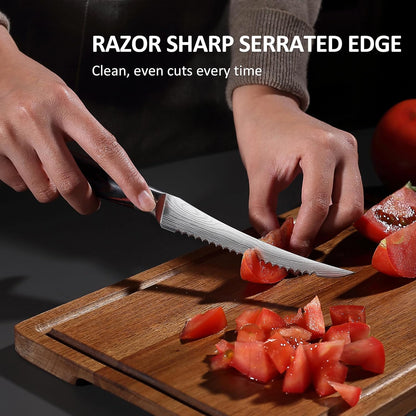 Utility Knife 5 Inch Kitchen Knife, Ultra Sharp High Carbon Stainless Steel Small Chef Knife with Sheath, Kitchen Utility Knife with Ergonomic Pakkawood Handle