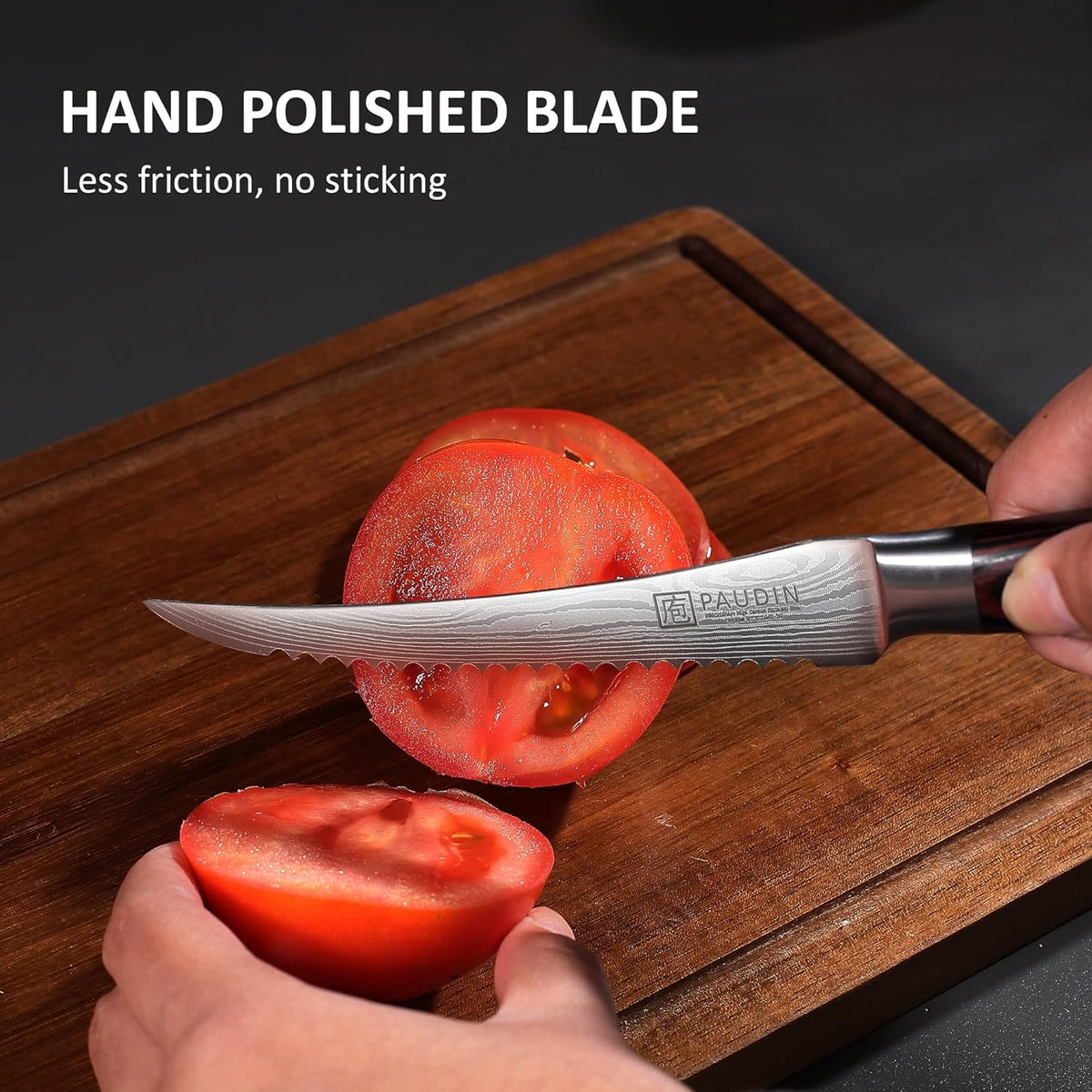Utility Knife 5 Inch Kitchen Knife, Ultra Sharp High Carbon Stainless Steel Small Chef Knife with Sheath, Kitchen Utility Knife with Ergonomic Pakkawood Handle