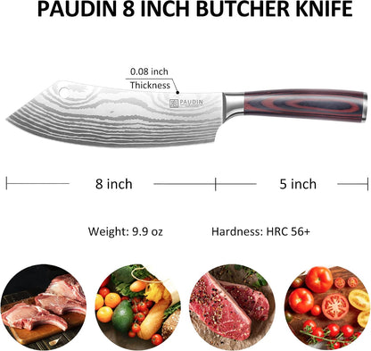 Utility Knife 5 Inch Kitchen Knife, Ultra Sharp High Carbon Stainless Steel Small Chef Knife with Sheath, Kitchen Utility Knife with Ergonomic Pakkawood Handle