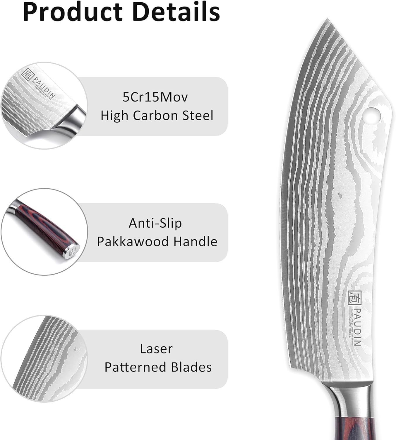 Utility Knife 5 Inch Kitchen Knife, Ultra Sharp High Carbon Stainless Steel Small Chef Knife with Sheath, Kitchen Utility Knife with Ergonomic Pakkawood Handle
