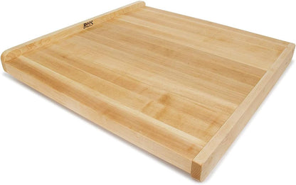 Countertop Series Rectangular Wooden Maple Cutting Board 17.75”x17.25” – 1.25” Thick, 13-lb Reversible Butcher Block with Juice Groove, Counter Lip & Edge-Grain – Made in the USA