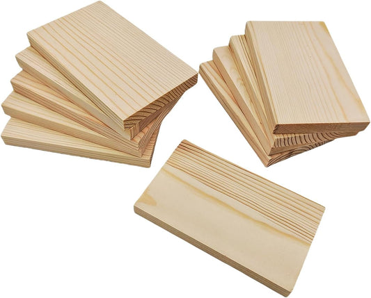 10PCS Rectangle Wood Boards Unfinished Wood Blocks for Crafting, 4x2.4x0.4in Blank Whittling Wooden Blocks for Wood Carving,Painting & Burning