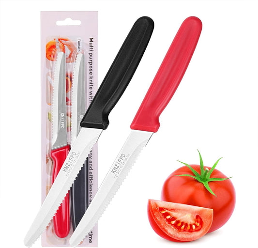 2 Pcs Tomato Knives, Sharp Serrated Knife for Steak and Bread, Soft Fruits | Serrated Knife