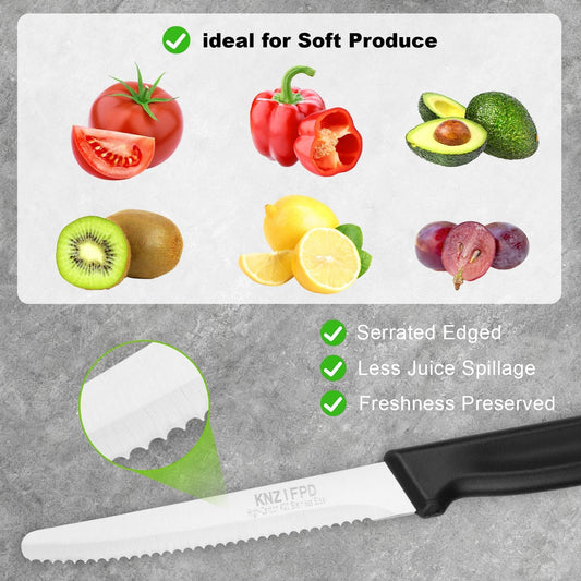 2 Pcs Tomato Knives, Sharp Serrated Knife for Steak and Bread, Soft Fruits | Serrated Knife