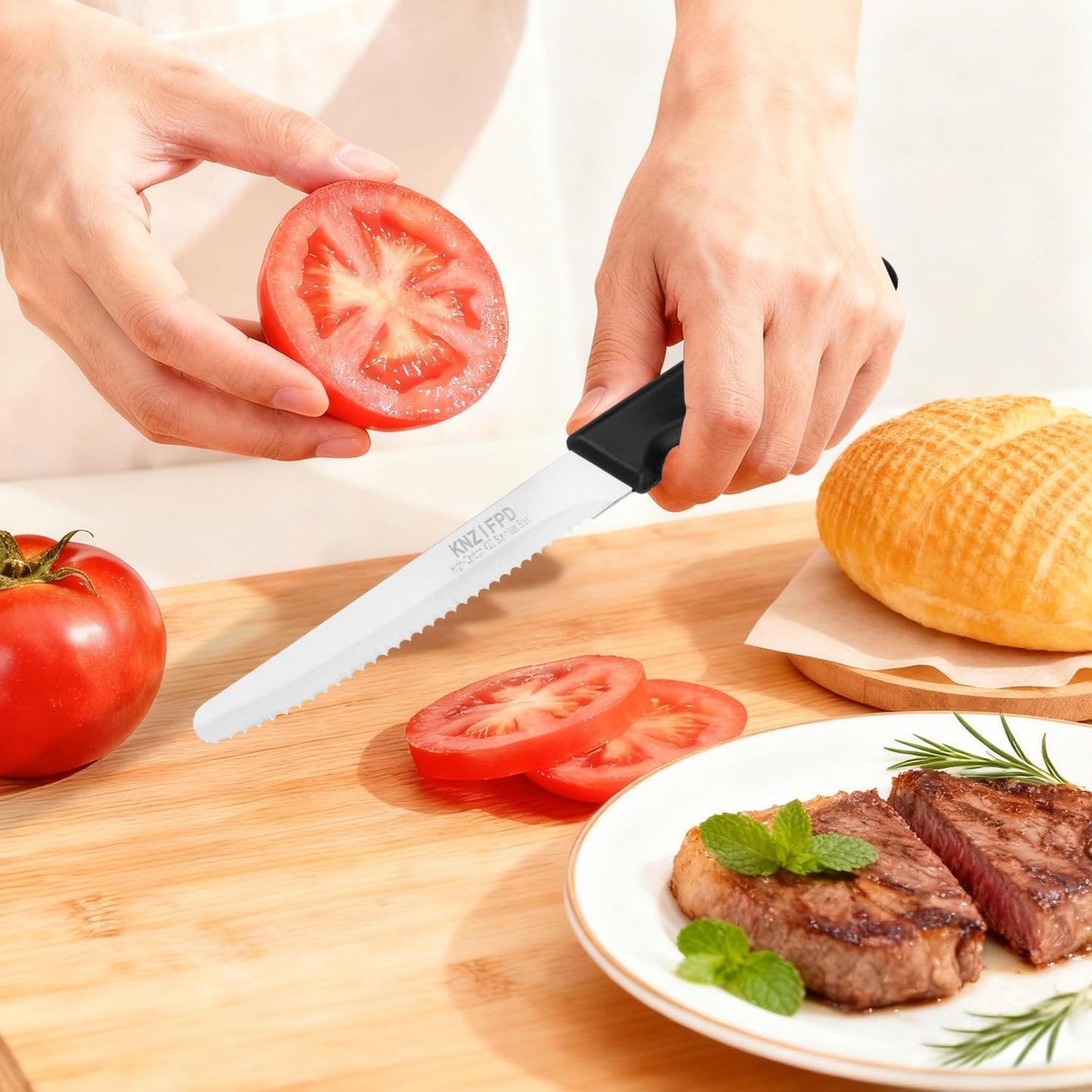 2 Pcs Tomato Knives, Sharp Serrated Knife for Steak and Bread, Soft Fruits | Serrated Knife
