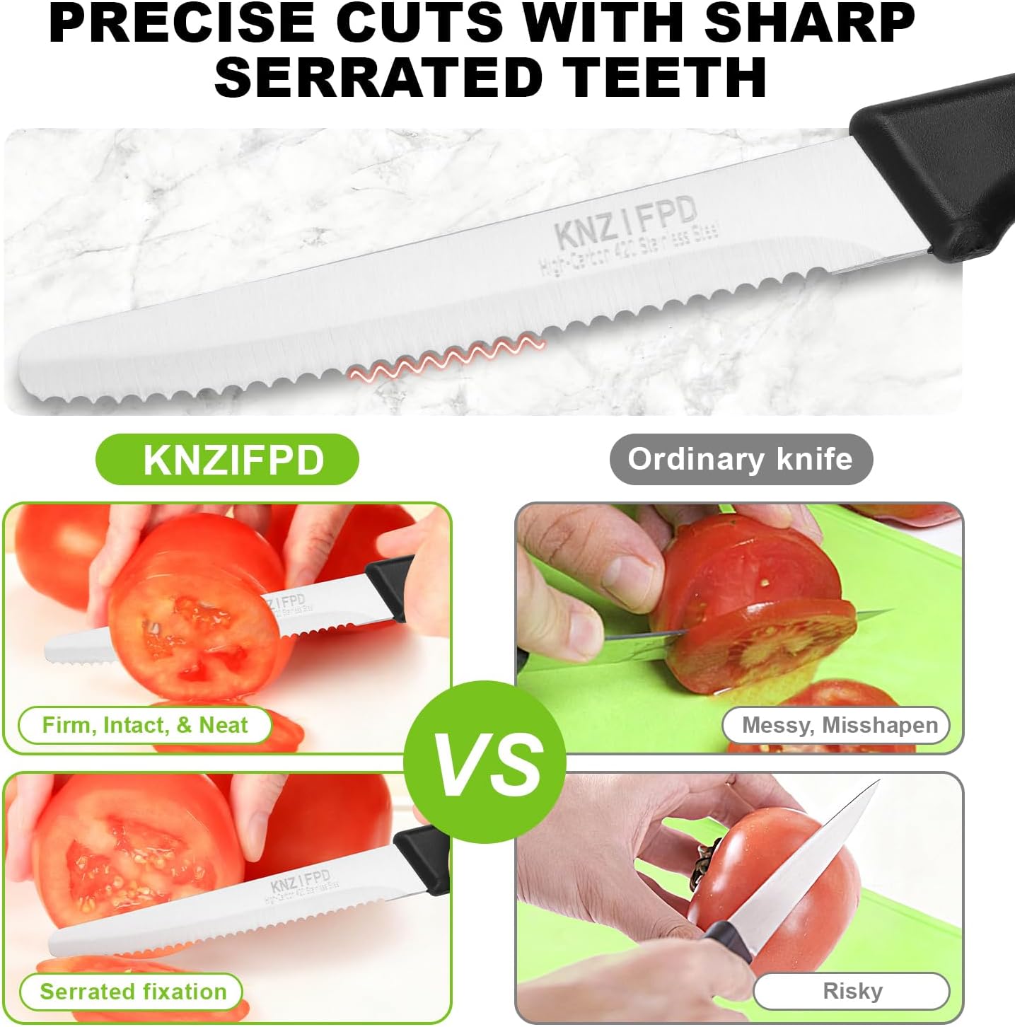 2 Pcs Tomato Knives, Sharp Serrated Knife for Steak and Bread, Soft Fruits | Serrated Knife