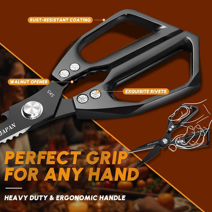 Huusk Kitchen Scissors Japanese Stainless Steel, 2 Pack Kitchen Shears Set