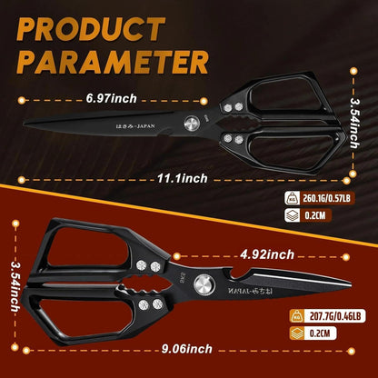 Huusk Kitchen Scissors Japanese Stainless Steel, 2 Pack Kitchen Shears Set