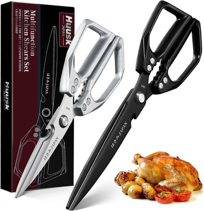 Huusk Kitchen Scissors Japanese Stainless Steel, 2 Pack Kitchen Shears Set