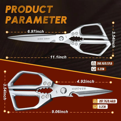 Huusk Kitchen Scissors Japanese Stainless Steel, 2 Pack Kitchen Shears Set