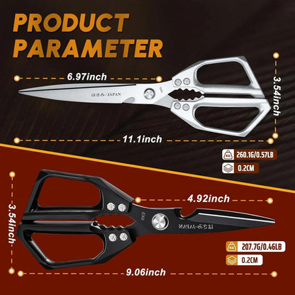 Huusk Kitchen Scissors Japanese Stainless Steel, 2 Pack Kitchen Shears Set