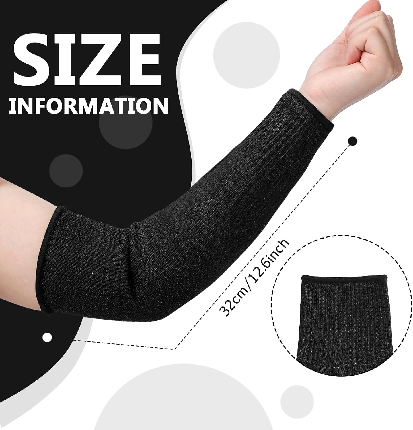 3 Pairs Arm Protectors for Thin Skin and Bruising Cut Resistant Forearm Sleeve Level 5 Arm Burn Protection Sleeve(12.6 Inch,Black)
