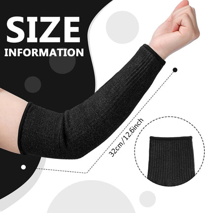 3 Pairs Arm Protectors for Thin Skin and Bruising Cut Resistant Forearm Sleeve Level 5 Arm Burn Protection Sleeve(12.6 Inch,Black)