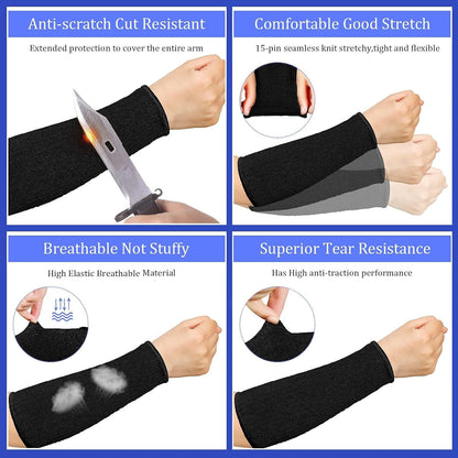 3 Pairs Arm Protectors for Thin Skin and Bruising Cut Resistant Forearm Sleeve Level 5 Arm Burn Protection Sleeve(12.6 Inch,Black)