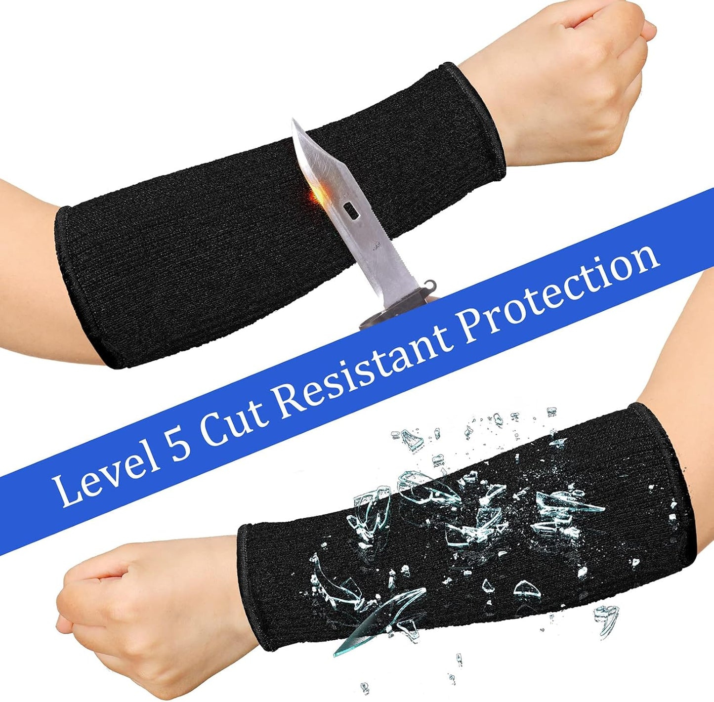 3 Pairs Arm Protectors for Thin Skin and Bruising Cut Resistant Forearm Sleeve Level 5 Arm Burn Protection Sleeve(12.6 Inch,Black)